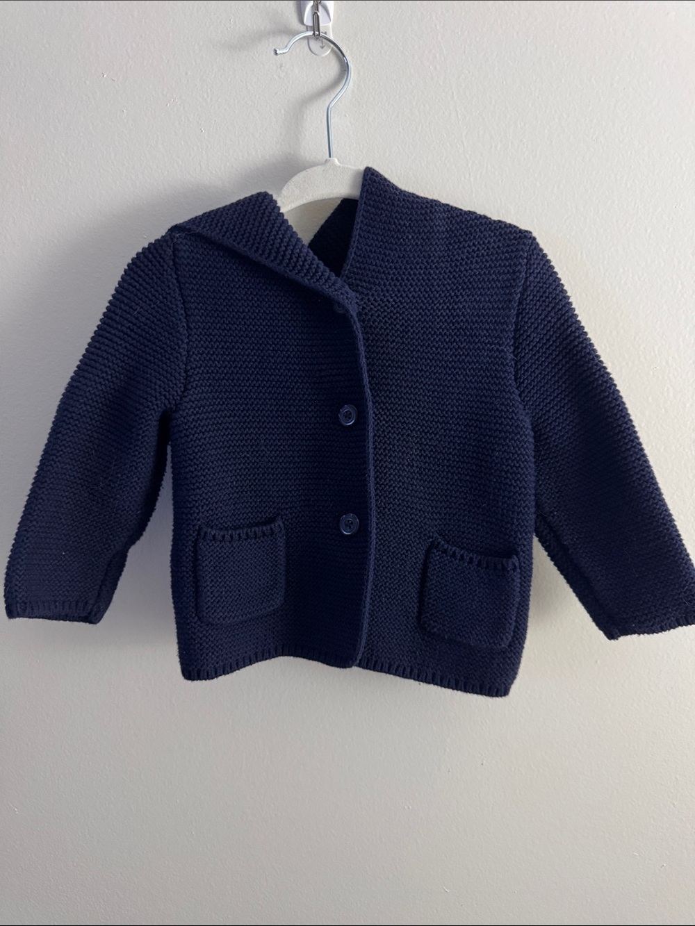 GAP Navy Knit Hooded Cardigan Jacket for Kids